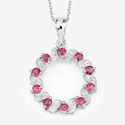 Bids.com 1.30 Carat Genuine Pink Tourmaline and White Topaz .925 Sterling Silver Pendant Pendants White Smoke