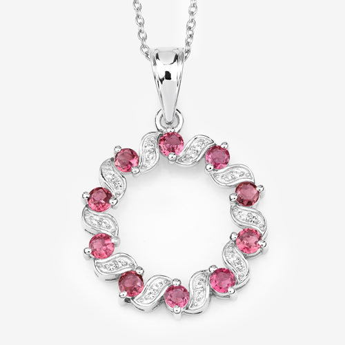 Bids.com 1.30 Carat Genuine Pink Tourmaline and White Topaz .925 Sterling Silver Pendant Pendants White Smoke