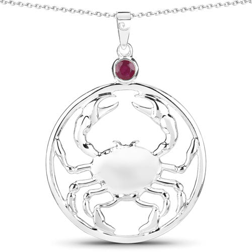 Bids.com 0.33 Carat Genuine Ruby .925 Sterling Silver Pendant Pendants White Smoke Default Title