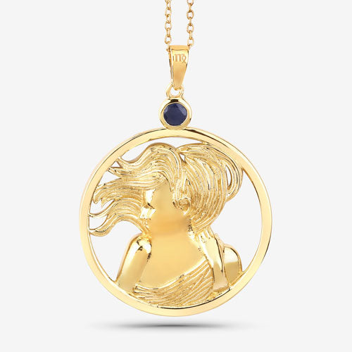 Bids.com 0.27 Carat Genuine Blue Sapphire .925 Sterling Silver Pendant Pendants White Smoke