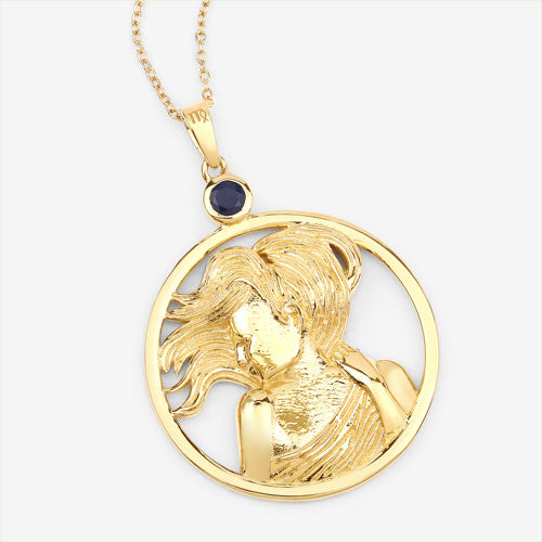 Bids.com 0.27 Carat Genuine Blue Sapphire .925 Sterling Silver Pendant Pendants White Smoke