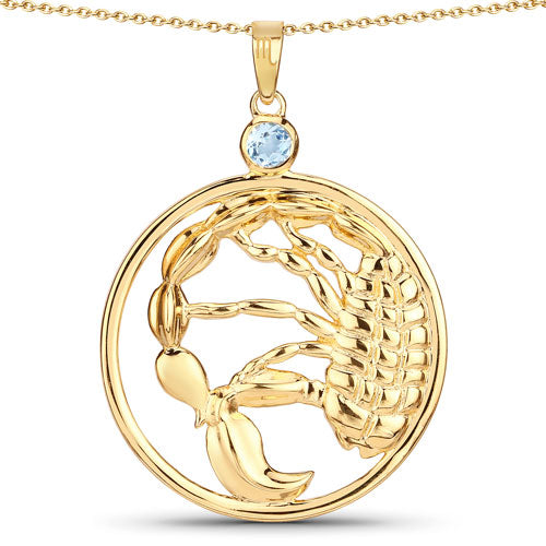 Bids.com 0.32 Carat Genuine Blue Topaz .925 Sterling Silver Pendant Pendants White Smoke Default Title