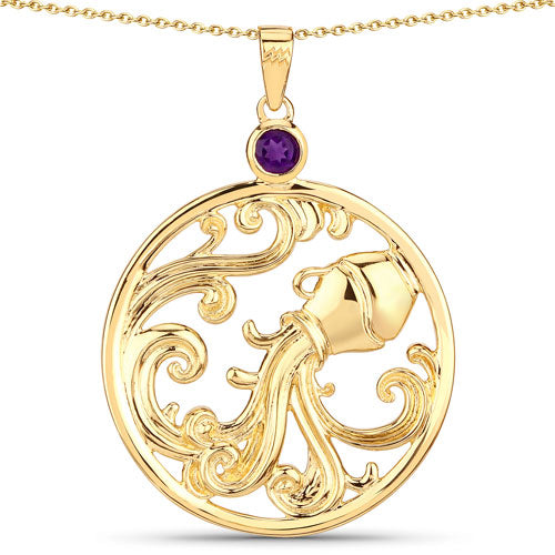 Bids.com 0.24 Carat Genuine Amethyst .925 Sterling Silver Pendant Pendants White Smoke Default Title
