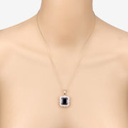 Bids.com 4.07 Carat Genuine Iolite and White Diamond 14K Yellow Gold Pendant Pendants Peach Puff