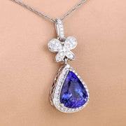 Bids.com 5.54 Carat Genuine Tanzanite and White Diamond 18K White Gold Pendant Pendants Light Pink