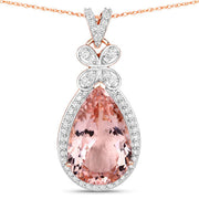 Bids.com 8.14 Carat Genuine Morganite and White Diamond 14K Rose Gold Pendant Pendants White Smoke Default Title