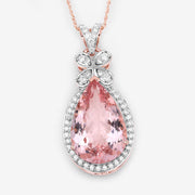 Bids.com 8.14 Carat Genuine Morganite and White Diamond 14K Rose Gold Pendant Pendants White Smoke