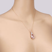Bids.com 8.14 Carat Genuine Morganite and White Diamond 14K Rose Gold Pendant Pendants Wheat