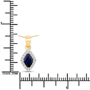 Bids.com 0.92 Carat Genuine Blue Sapphire and White Diamond 14K Yellow Gold Pendant Pendants White Smoke