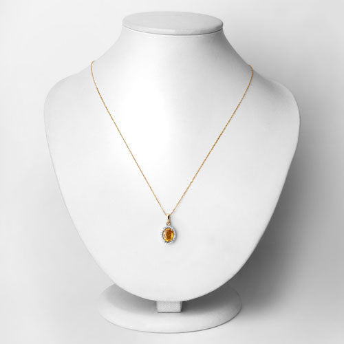 Bids.com 1.78 Carat Genuine Yellow Sapphire and White Diamond 14K Yellow Gold Pendant Pendants Lavender