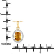 Bids.com 1.78 Carat Genuine Yellow Sapphire and White Diamond 14K Yellow Gold Pendant Pendants White Smoke