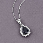 Bids.com 2.09 Carat Genuine Blue Sapphire and White Diamond 14K White Gold Pendant Pendants Slate Gray