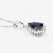 Bids.com 2.09 Carat Genuine Blue Sapphire and White Diamond 14K White Gold Pendant Pendants White Smoke