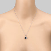 Bids.com 2.09 Carat Genuine Blue Sapphire and White Diamond 14K White Gold Pendant Pendants Wheat