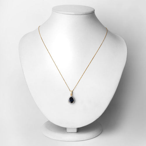 Bids.com 2.09 Carat Genuine Blue Sapphire and White Diamond 14K Yellow Gold Pendant Pendants Lavender