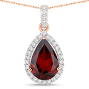 Bids.com 3.29 Carat Genuine Rhodolite and White Diamond 14K Rose Gold Pendant Pendants White Smoke Default Title