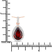 Bids.com 3.29 Carat Genuine Rhodolite and White Diamond 14K Rose Gold Pendant Pendants White Smoke