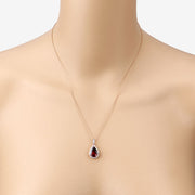 Bids.com 3.29 Carat Genuine Rhodolite and White Diamond 14K Rose Gold Pendant Pendants Wheat