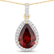 Bids.com 3.29 Carat Genuine Rhodolite and White Diamond 14K Yellow Gold Pendant Pendants White Smoke Default Title