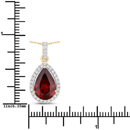 Bids.com 3.29 Carat Genuine Rhodolite and White Diamond 14K Yellow Gold Pendant Pendants White Smoke
