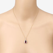 Bids.com 3.29 Carat Genuine Rhodolite and White Diamond 14K Yellow Gold Pendant Pendants Peach Puff