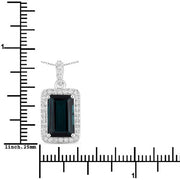Bids.com 3.55 Carat Genuine Green Tourmaline and White Diamond 14K White Gold Pendant Pendants White Smoke