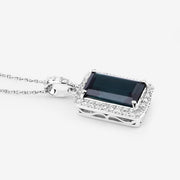 Bids.com 3.55 Carat Genuine Green Tourmaline and White Diamond 14K White Gold Pendant Pendants White Smoke