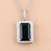 Bids.com 3.55 Carat Genuine Green Tourmaline and White Diamond 14K White Gold Pendant Pendants Wheat