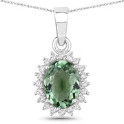 Bids.com 1.39 Carat Genuine Green Tourmaline and White Diamond 14K White Gold Pendant Pendants White Smoke Default Title