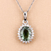 Bids.com 1.39 Carat Genuine Green Tourmaline and White Diamond 14K White Gold Pendant Pendants Wheat