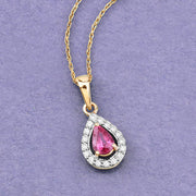 Bids.com 1.03 Carat Genuine Ruby and White Diamond 14K Yellow Gold Pendant Pendants Dark Gray