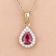 Bids.com 1.03 Carat Genuine Ruby and White Diamond 14K Yellow Gold Pendant Pendants Light Pink