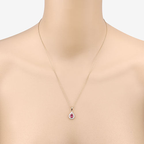 Bids.com 1.03 Carat Genuine Ruby and White Diamond 14K Yellow Gold Pendant Pendants Wheat