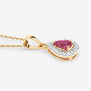 Bids.com 1.03 Carat Genuine Ruby and White Diamond 14K Yellow Gold Pendant Pendants White Smoke