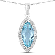 Bids.com 2.55 Carat Genuine Aquamarine and White Diamond 14K White Gold Pendant Pendants White Smoke Default Title