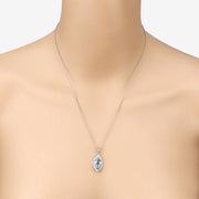 Bids.com 2.55 Carat Genuine Aquamarine and White Diamond 14K White Gold Pendant Pendants Peach Puff
