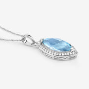 Bids.com 2.55 Carat Genuine Aquamarine and White Diamond 14K White Gold Pendant Pendants White Smoke