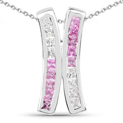 Bids.com 1.08 Carat Genuine Pink Sapphire and White Sapphire .925 Sterling Silver Pendant Pendants White Smoke Default Title