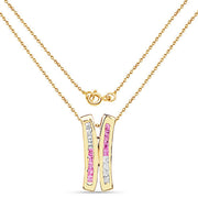 Bids.com 14K Yellow Gold Plated 1.08 Carat Genuine Pink Sapphire and White Sapphire .925 Sterling Silver Pendant Pendants White Smoke