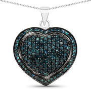 Bids.com 1.25 Carat Genuine Blue Diamond .925 Sterling Silver Pendant Pendants White Smoke Default Title