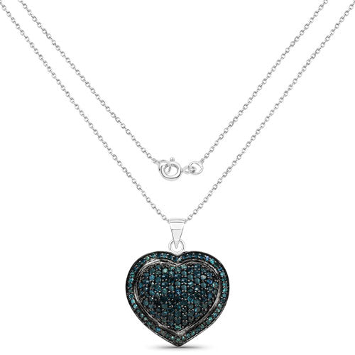 Bids.com 1.25 Carat Genuine Blue Diamond .925 Sterling Silver Pendant Pendants White Smoke