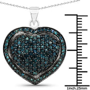 Bids.com 1.25 Carat Genuine Blue Diamond .925 Sterling Silver Pendant Pendants White Smoke