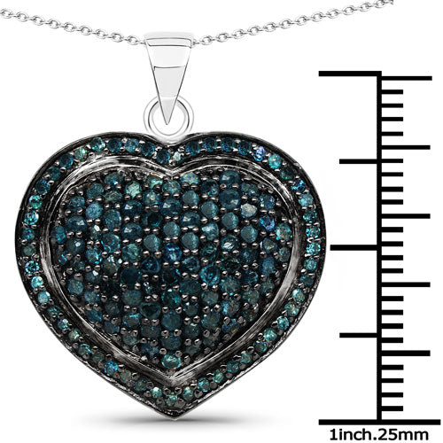 Bids.com 1.25 Carat Genuine Blue Diamond .925 Sterling Silver Pendant Pendants White Smoke