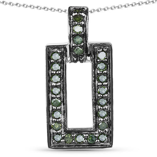 Bids.com 0.36 Carat Genuine Green Diamond .925 Sterling Silver Pendant Pendants White Smoke Default Title