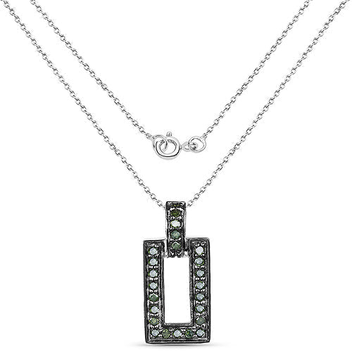 Bids.com 0.36 Carat Genuine Green Diamond .925 Sterling Silver Pendant Pendants White Smoke
