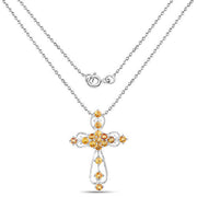 Bids.com 2.24 Carat Genuine Yellow Sapphire .925 Sterling Silver Pendant Pendants White Smoke