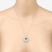 Bids.com 9.59 Carat Genuine Aquamarine and White Diamond 14K White Gold Pendant Pendants Peach Puff
