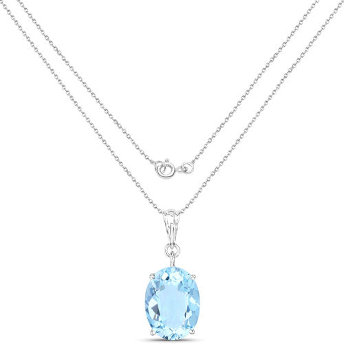 Bids.com 11.25 Carat Genuine Swiss Blue Topaz .925 Sterling Silver Pendant Pendants White Smoke