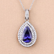 Bids.com 2.56 Carat Genuine Tanzanite and White Diamond 14K White Gold Pendant Pendants Wheat