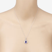 Bids.com 2.56 Carat Genuine Tanzanite and White Diamond 14K White Gold Pendant Pendants Wheat
